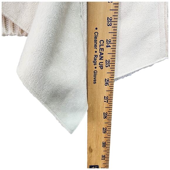 Knox Rose Sweater Jacket Women SMALL Ivory Faux Suede Fur Shearling Open Cardiga - Picture 12 of 15